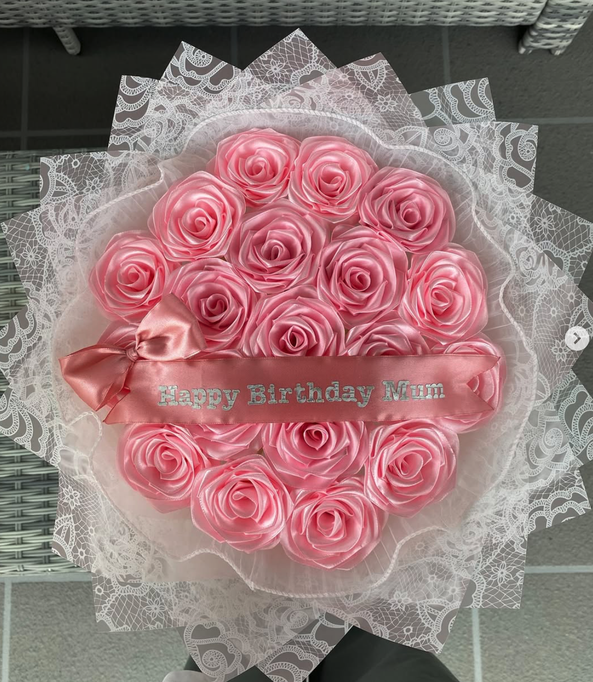 Custom rose gift box being prepared